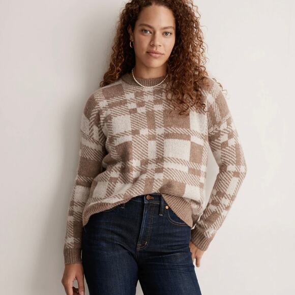 Madewell Hartfield Pullover Sweater Soft Alpaca Blend Heather Ashwood Boxy Fit M - Picture 1 of 15